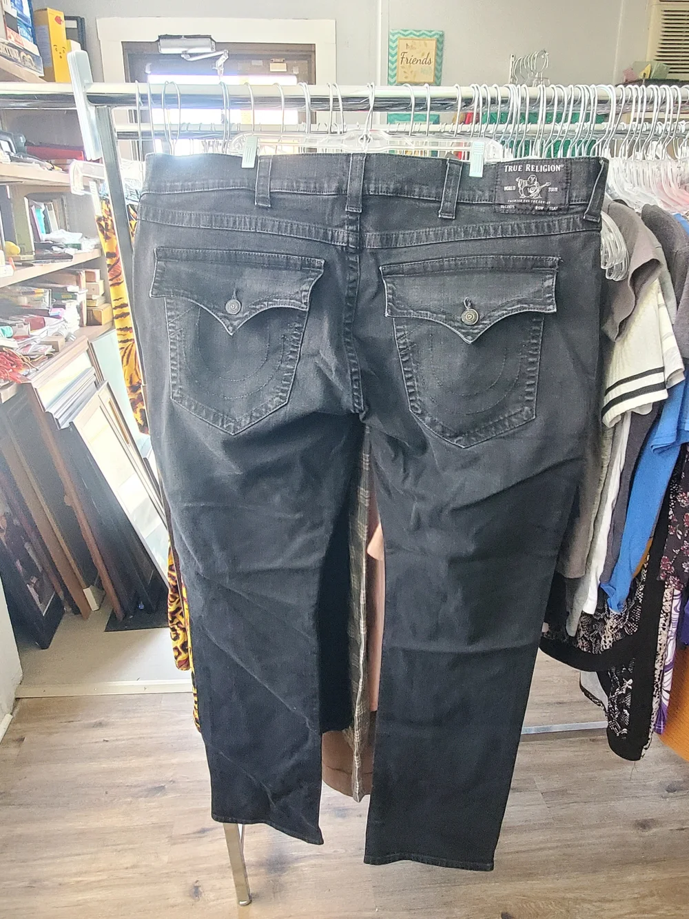 True Religion Black Wash Denim Jeans with Flap Back Pocket